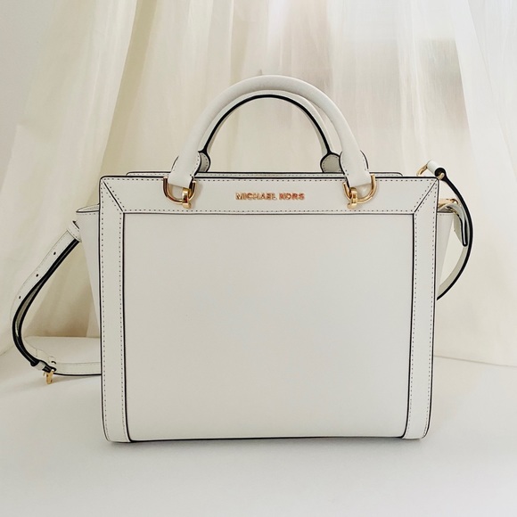 Michael Kors Handbags - MICHAEL KORS Brandi Optic White Leather Handbag